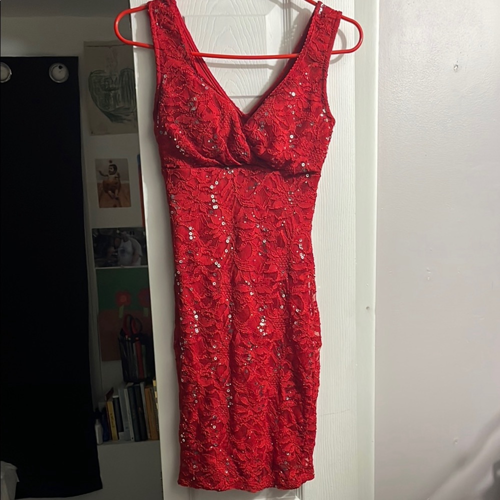 Elegant Red Lace Dress